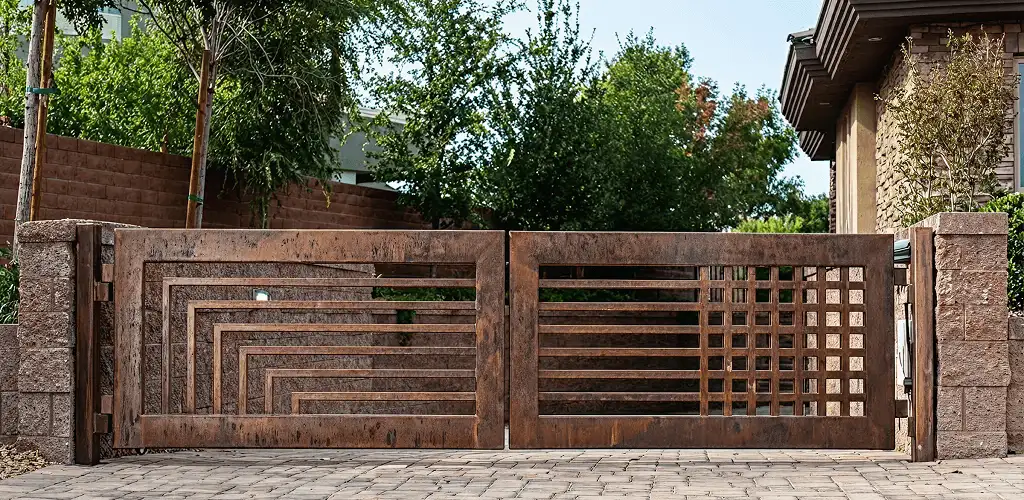 Custom driveway gate installation for a home entrance in West Palm Beach, FL