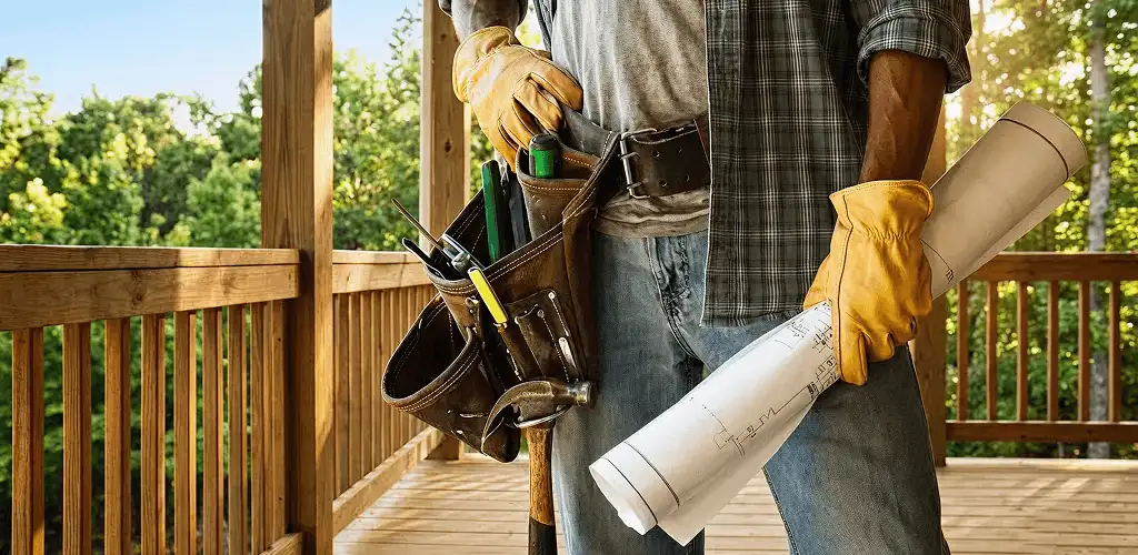 Professional handyman with tool belt ready for home repairs in West Palm Beach, FL