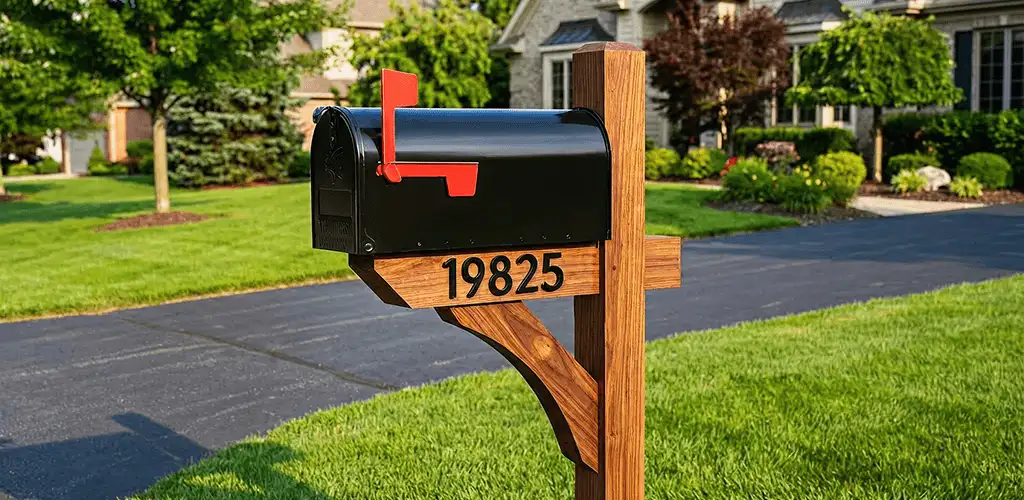 New mailbox installation with post and address number for a home in West Palm Beach, FL